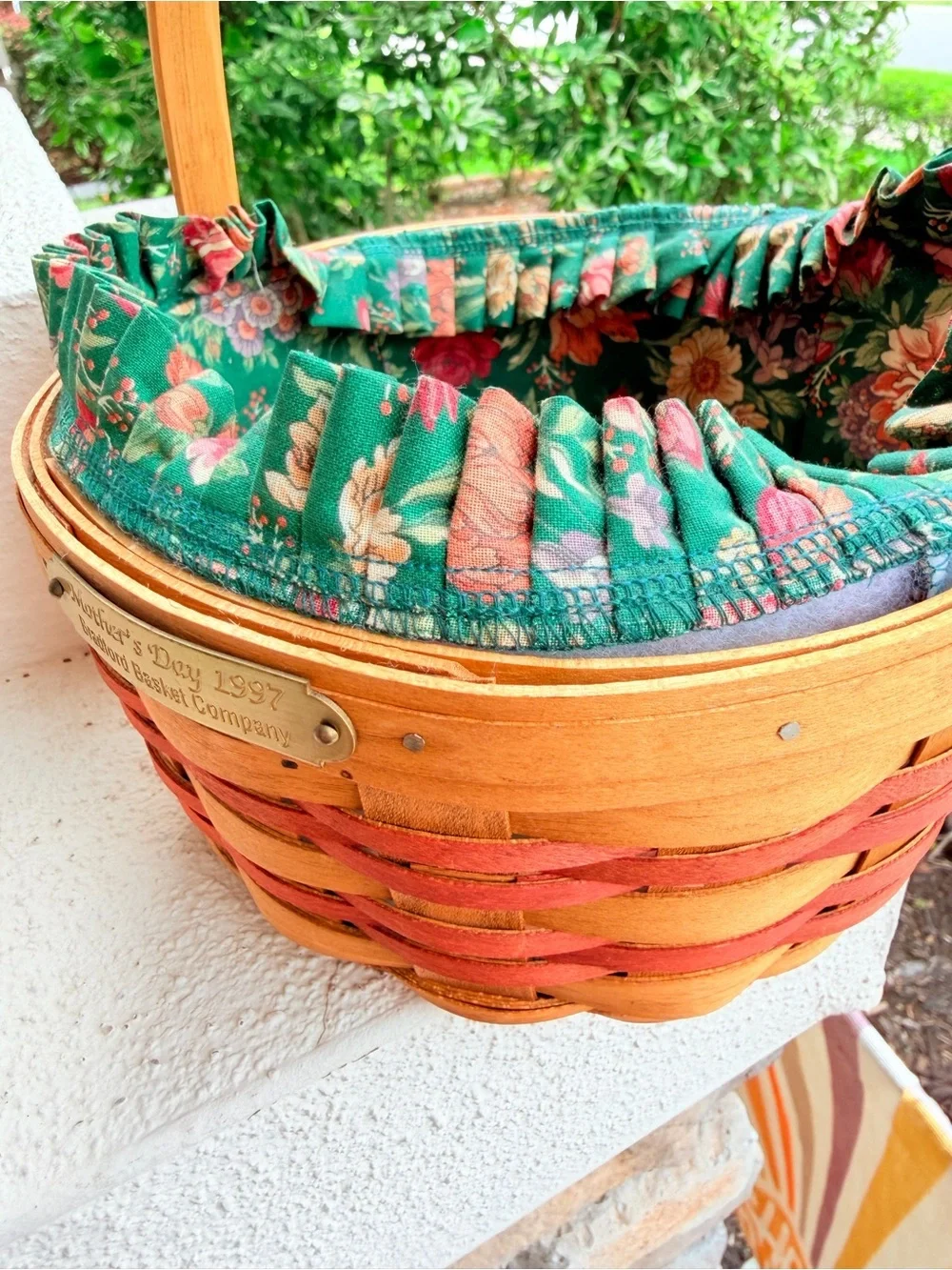Bradford Basket Co Mother's Day 1996 with Floral Fabric Liner   9